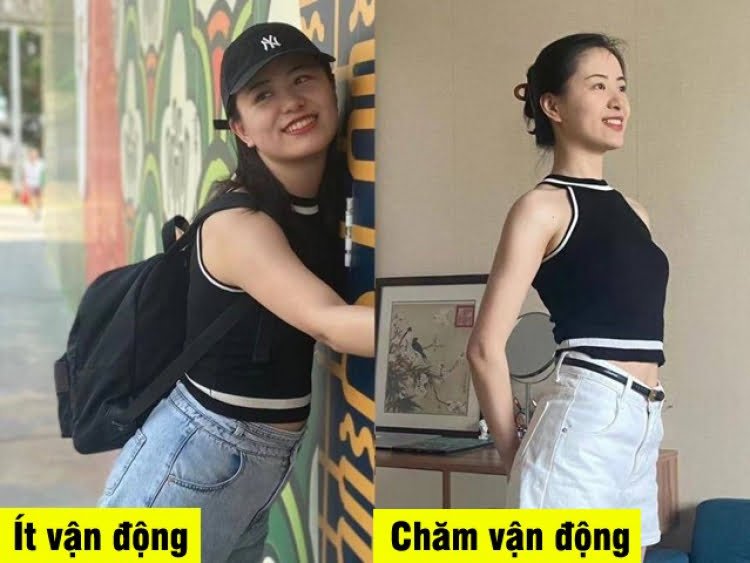 Nhan sắc giữa người chăm tập thể dục và người lười