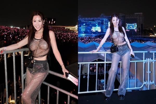 Quế Vân bị dân mạng “ném đá” vì trang phục đi xem concert Anh Trai Chông Gai