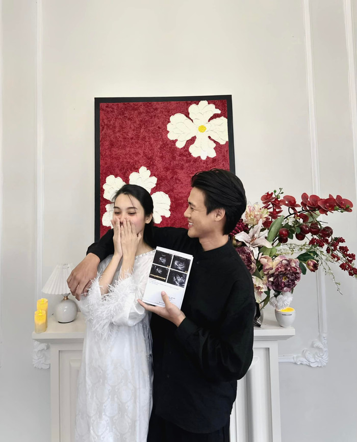 Quỳnh Lương trước đó đã báo tin mang thai vào chiều mùng 1 Tết Nguyên đán. Ảnh: FBNV