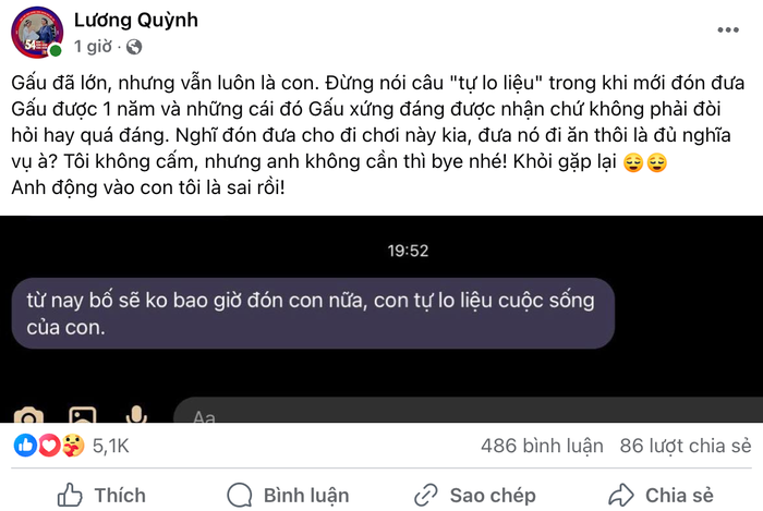 Bài viết mới nhất của diễn viên Quỳnh Lương đã thu hút sự chú ý từ phía khán giả. Ảnh: Chụp màn hình