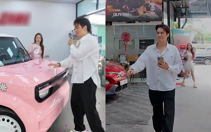 Việt Anh và Quỳnh Nga sánh đôi cùng nhau. (Ảnh: Chụp màn hình TikTok D.C)