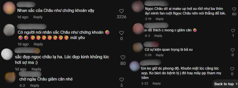Bình luận của cư dân mạng về Ngọc Châu
