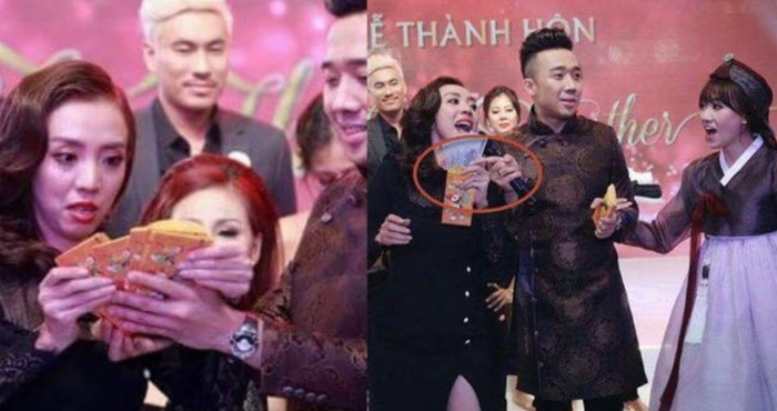 Thu Trang bốc trúng phong bì 2 triệu đồng trong đám cưới của Trấn Thành.