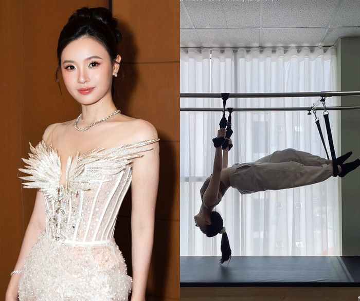 Khoảnh khắc Midu tập thể thao cũng như lần xuất hiện mới đây của Midu đã phần nào làm rõ thông tin cô đang mang thai là không đúng. (Ảnh FBNV)