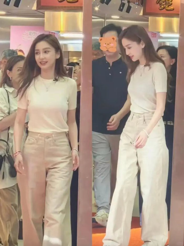 Angelababy được bắt gặp quay quảng cáo ở nơi công cộng.